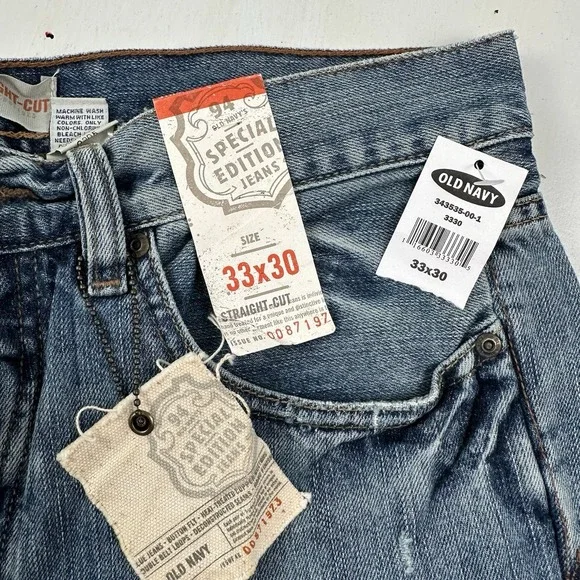 Vtg New Old Navy Baggy Jeans Mens 33x30 Light Blue Y2K Straight Wide Leg Loose - Picture 16 of 16